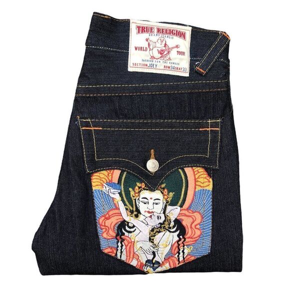 True Religion Embroidered Jeans Size 34 JOEY - Picture 1 of 10